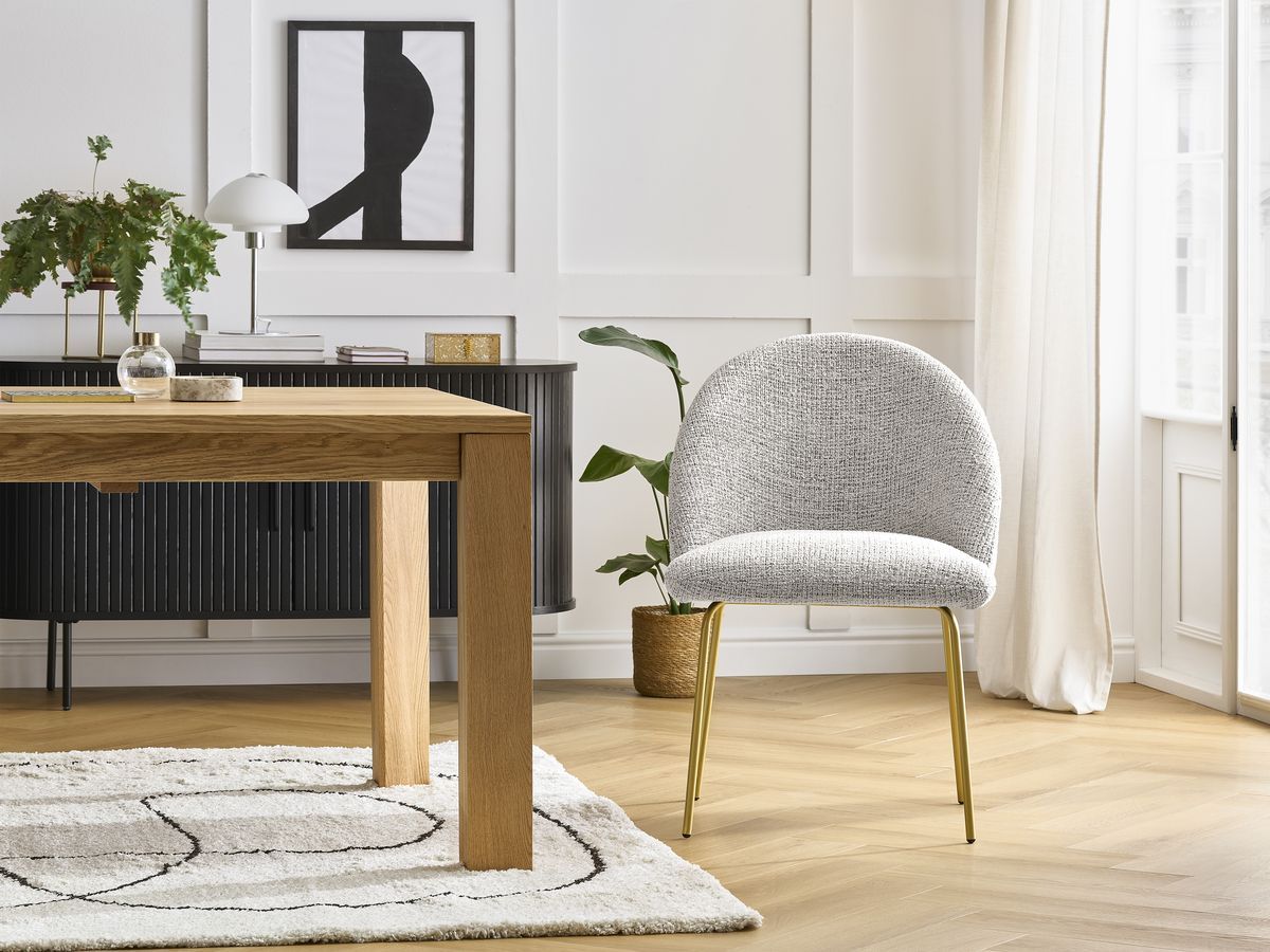 Set LALIE-stoelen in gevlekte stof en gouden metalen poten