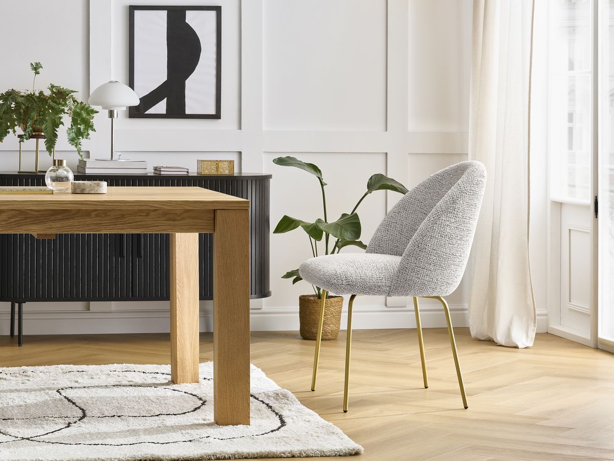 Lot de chaises LALIE chiné et pieds métal or gris clair — vue 5