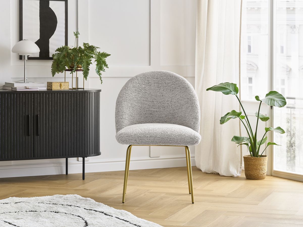 Set LALIE-stoelen in gevlekte stof en gouden metalen poten
