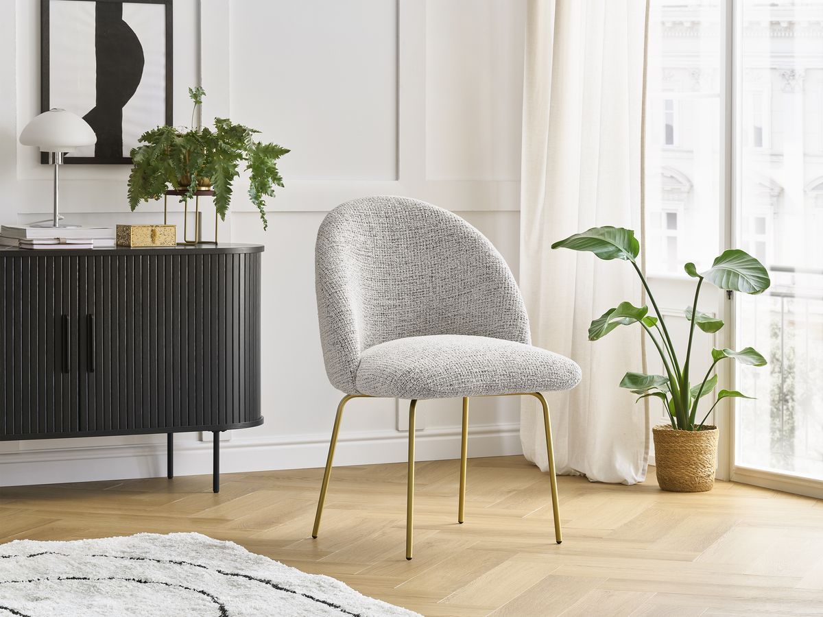 Set LALIE-stoelen in gevlekte stof en gouden metalen poten