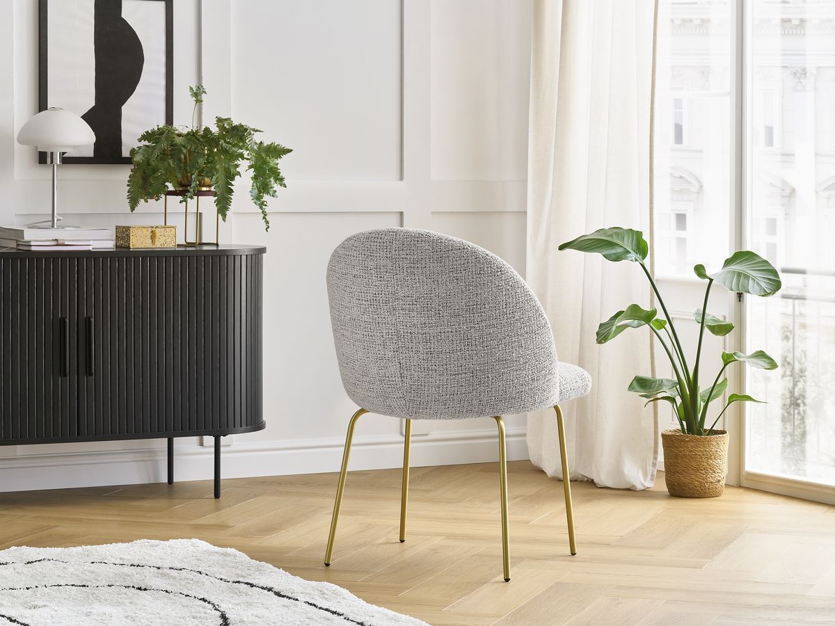 Set LALIE-stoelen in gevlekte stof en gouden metalen poten