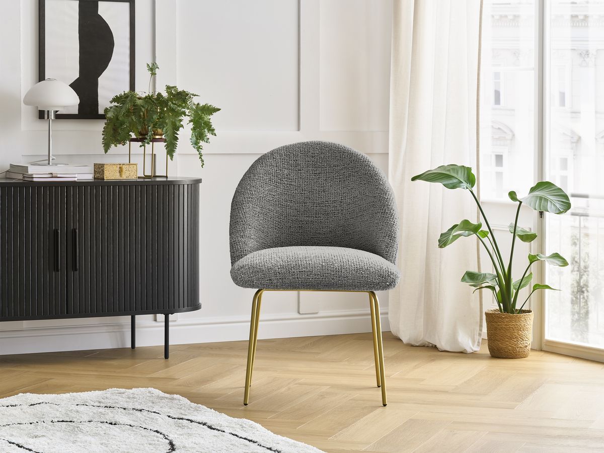 Set LALIE-stoelen in gevlekte stof en gouden metalen poten