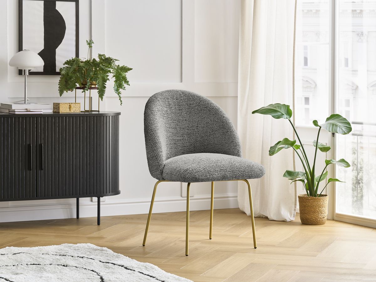 Set LALIE-stoelen in gevlekte stof en gouden metalen poten