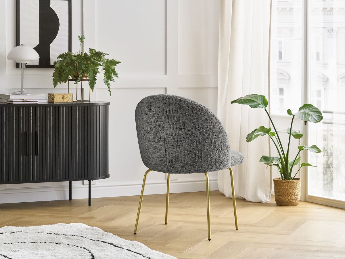 Set LALIE-stoelen in gevlekte stof en gouden metalen poten