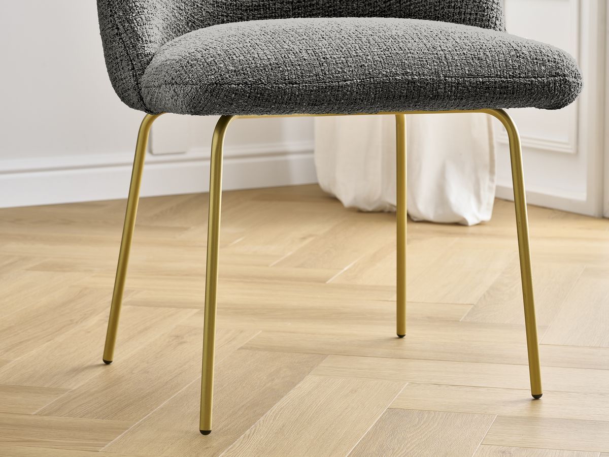 Set LALIE-stoelen in gevlekte stof en gouden metalen poten