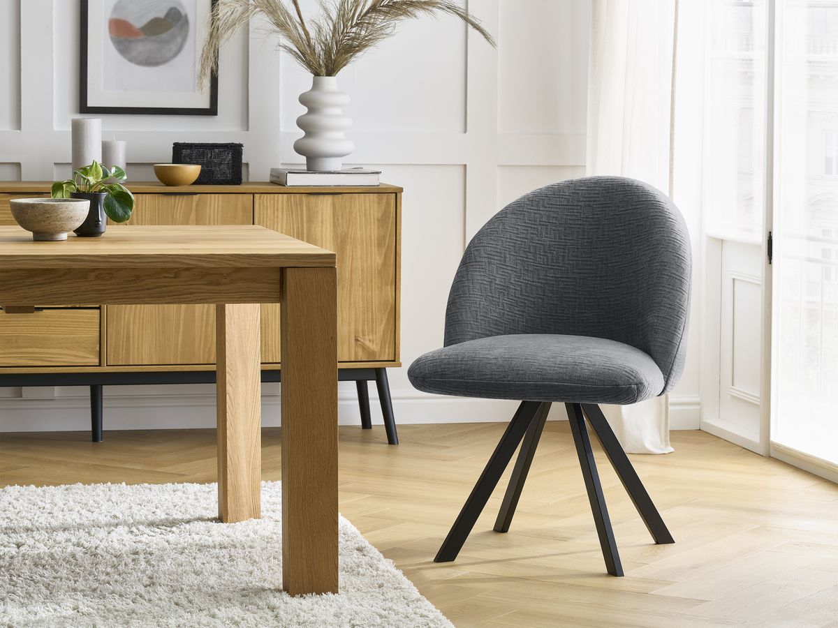 Lot de chaises LALIE tissu texturé et pieds étoile