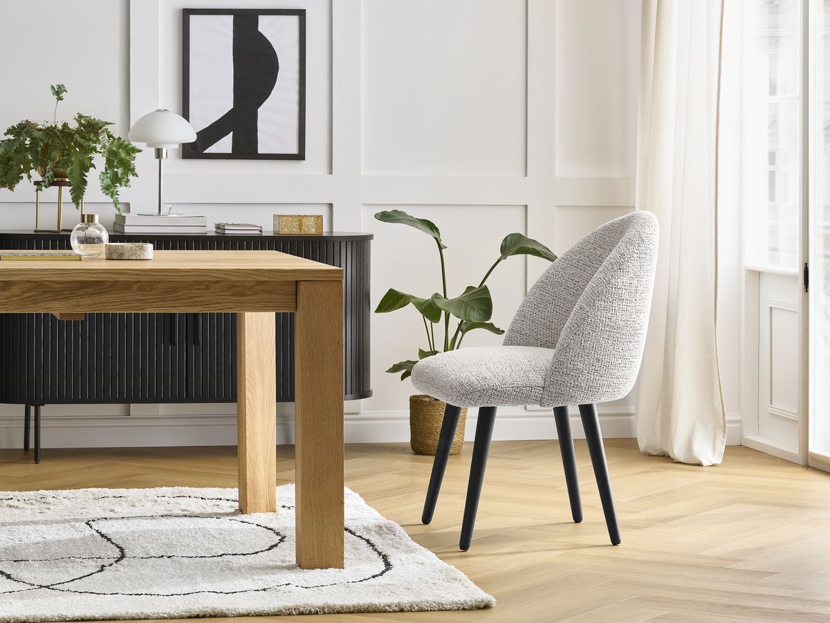 Lot de chaises LALIE tissu chiné et pieds scandinaves noirs