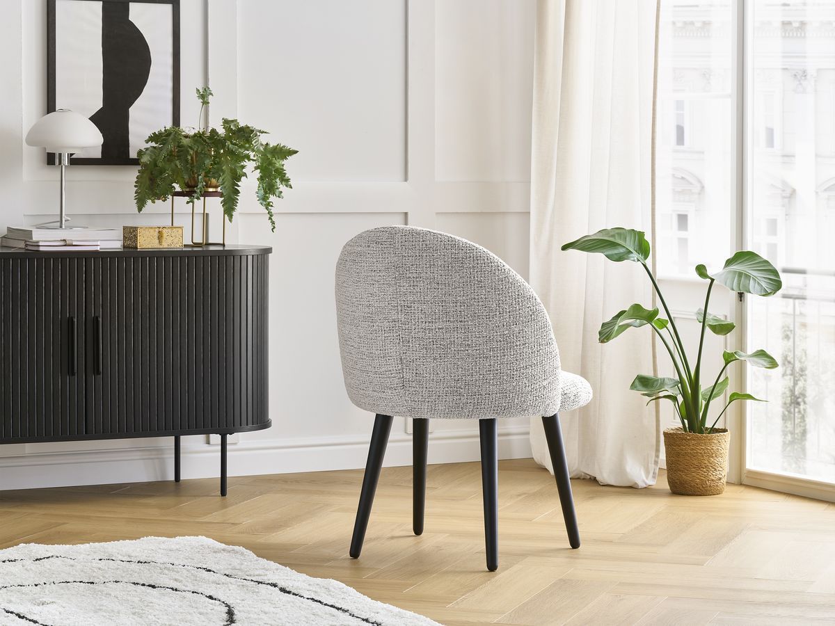 Set LALIE-stoelen in gevlekte stof en zwarte Scandinavische poten