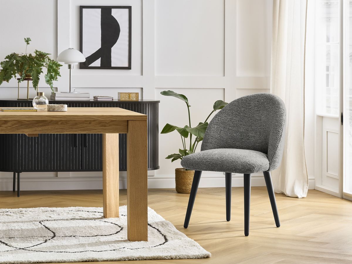 Set LALIE-stoelen in gevlekte stof en zwarte Scandinavische poten