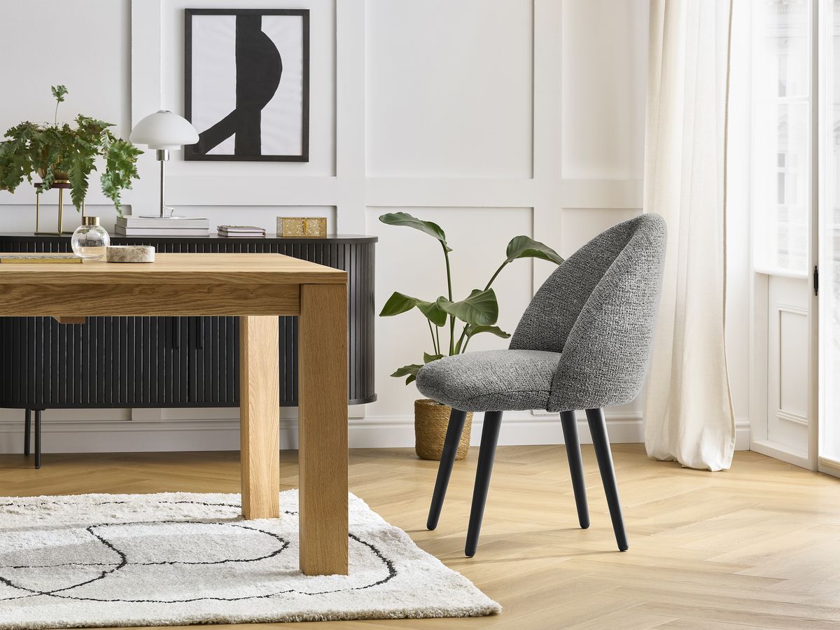 Set LALIE-stoelen in gevlekte stof en zwarte Scandinavische poten