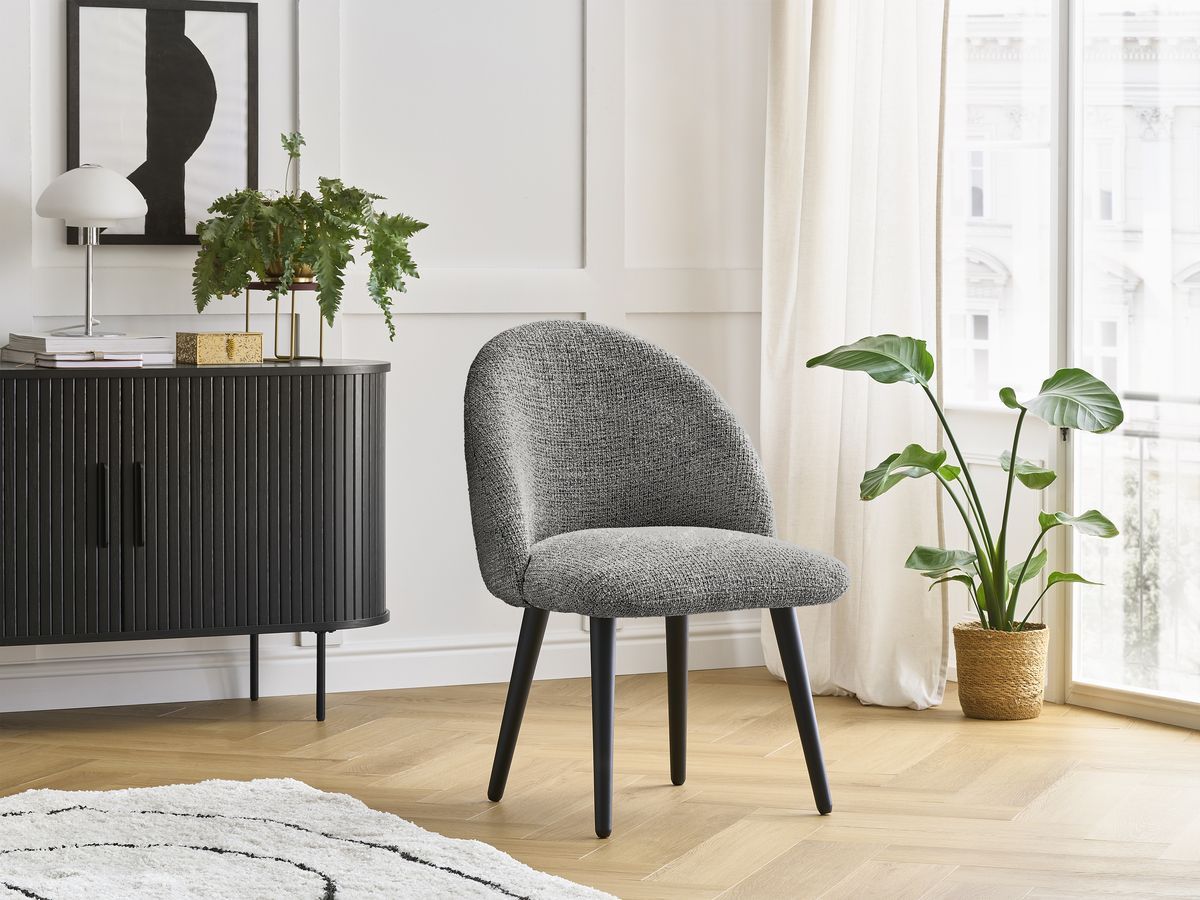 Set LALIE-stoelen in gevlekte stof en zwarte Scandinavische poten