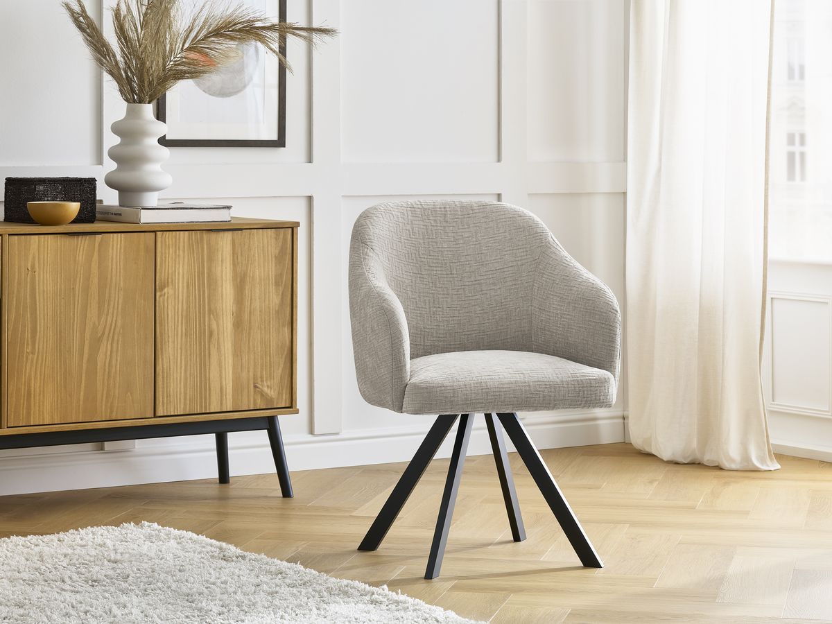 Lot de chaises SOPHIE tissu texturé et pieds étoile