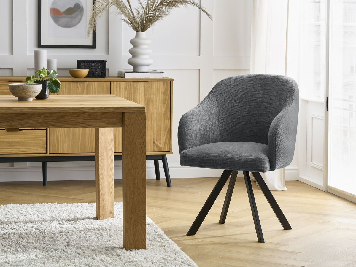 Lot de chaises SOPHIE tissu texturé et pieds étoile