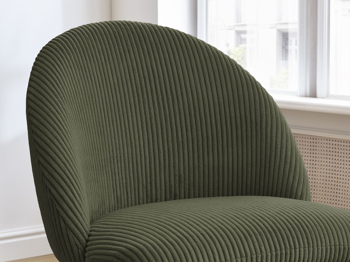 LALIE stoel in corduroy stof en zwarte metalen poten