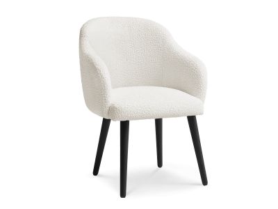 Chaise SOPHIE tissu bouclette et pieds scandinaves noirs