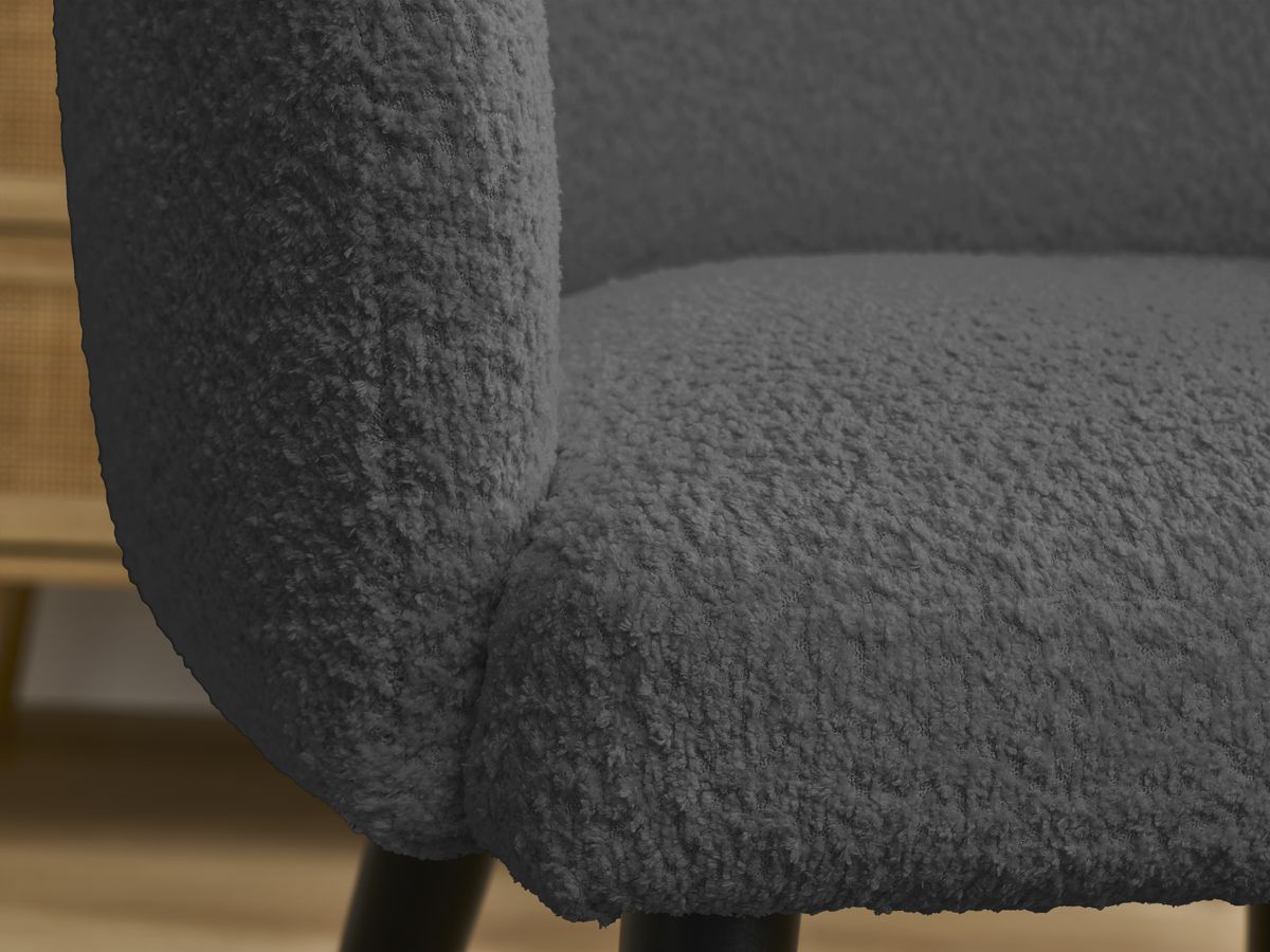 Chaise SOPHIE tissu bouclette et pieds scandinaves noirs