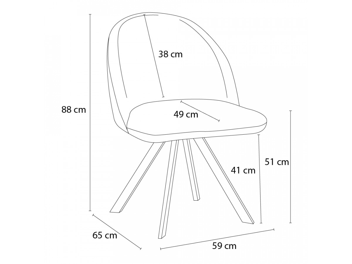 Chaise LALIE tissu texturé et pieds étoile