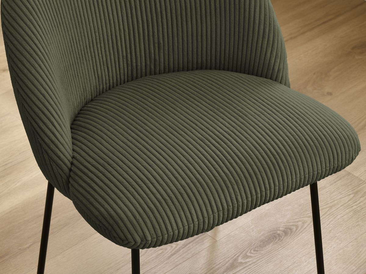 Lot de chaises LALIE tissu velours côtelé et pieds métal noir