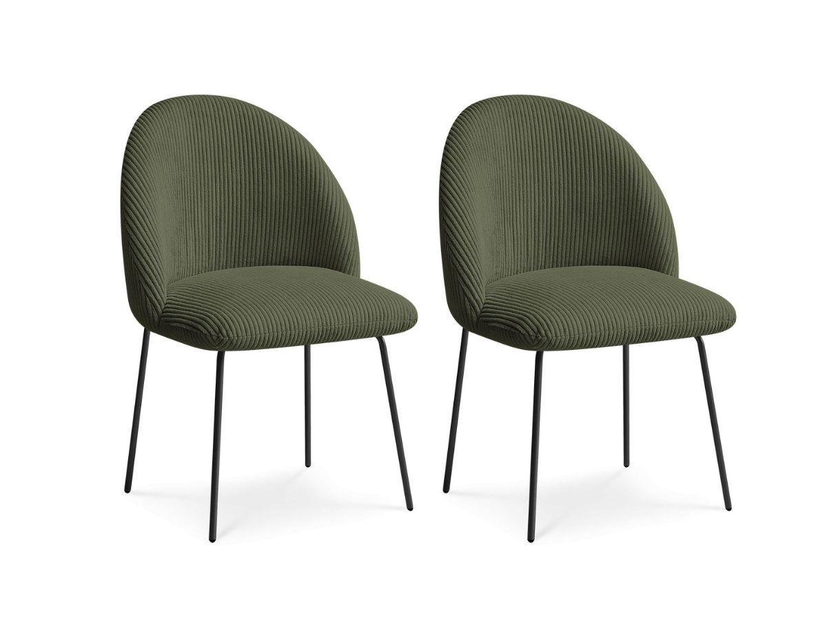 Set LALIE-stoelen in corduroystof en zwarte metalen poten