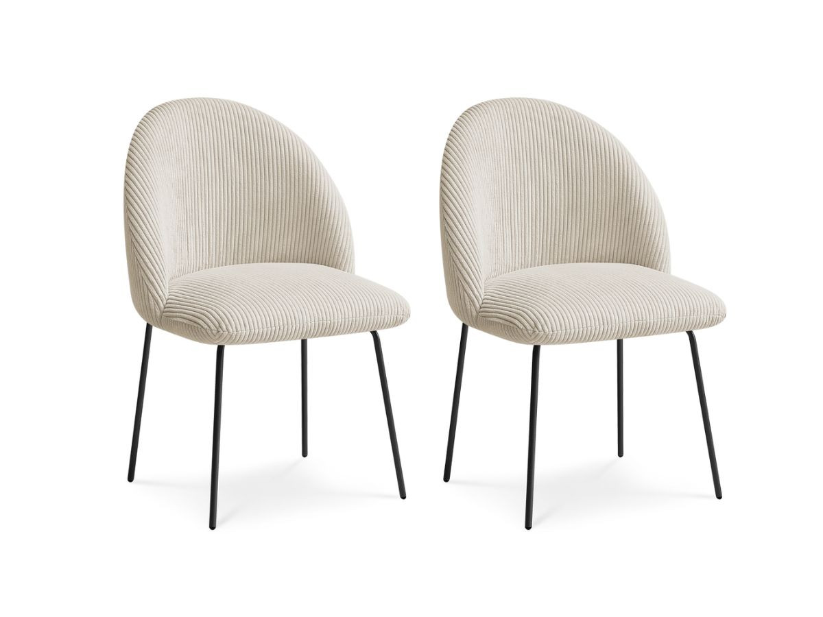 Set LALIE-stoelen in corduroystof en zwarte metalen poten