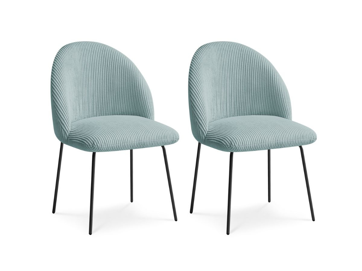 Set LALIE-stoelen in corduroystof en zwarte metalen poten