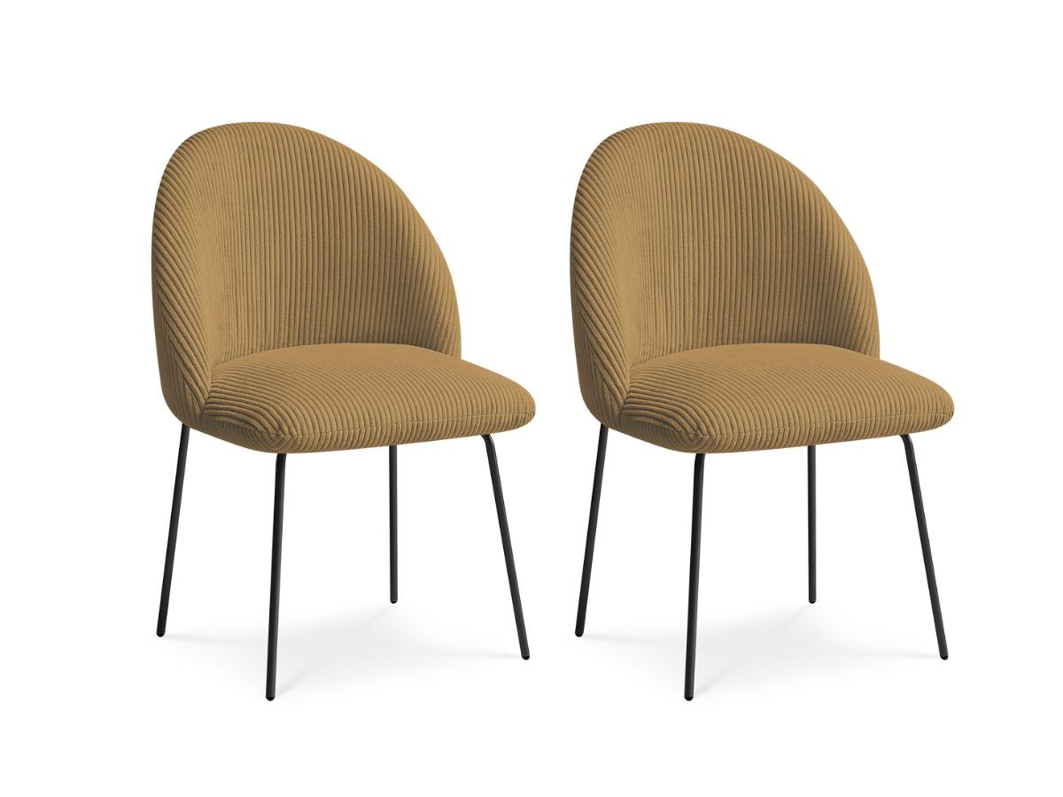 Set LALIE-stoelen in corduroystof en zwarte metalen poten