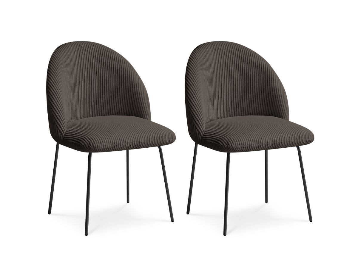 Set LALIE-stoelen in corduroystof en zwarte metalen poten