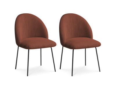 Lot de chaises LALIE tissu velours côtelé et pieds métal noir