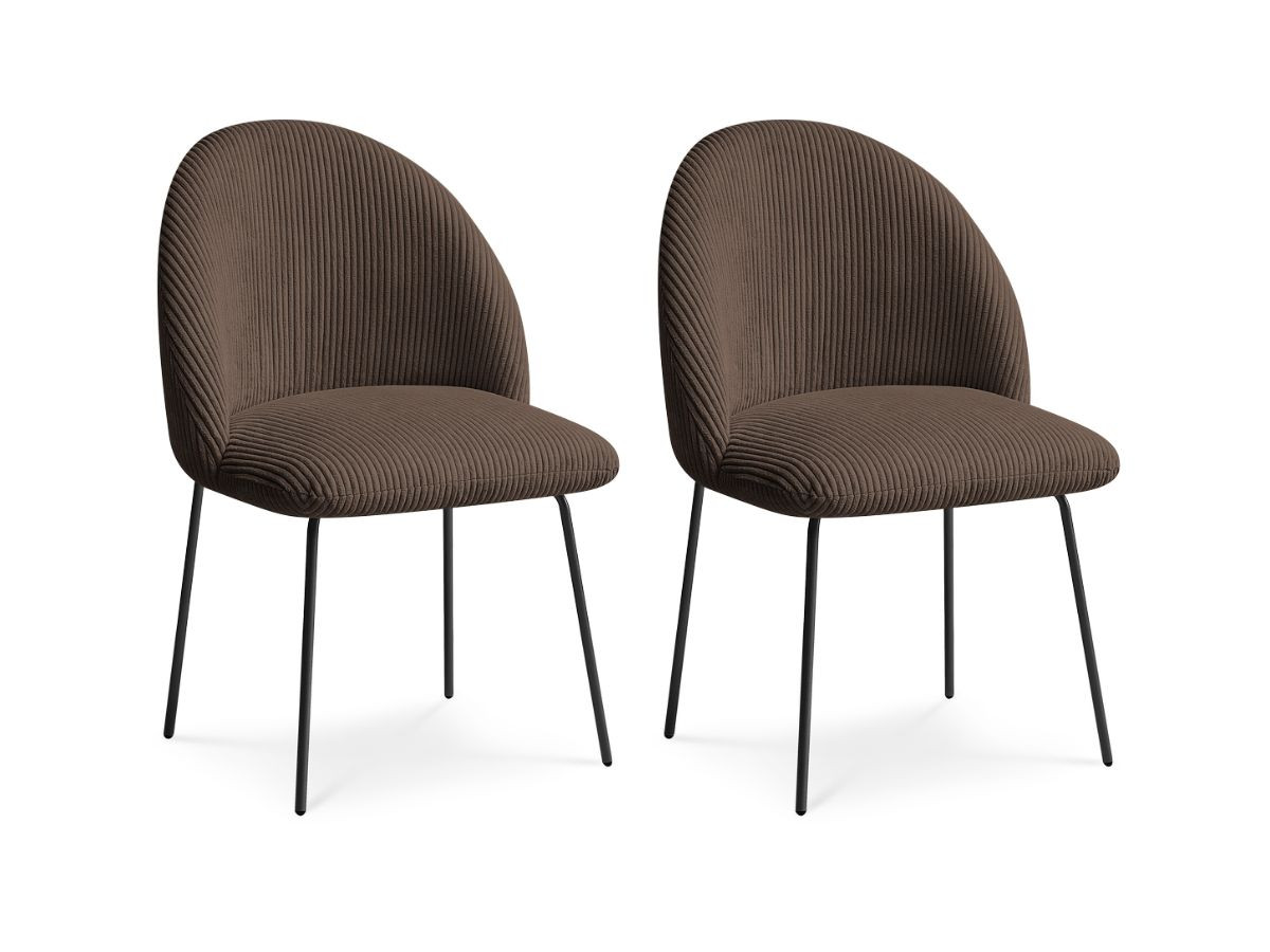 Set LALIE-stoelen in corduroystof en zwarte metalen poten