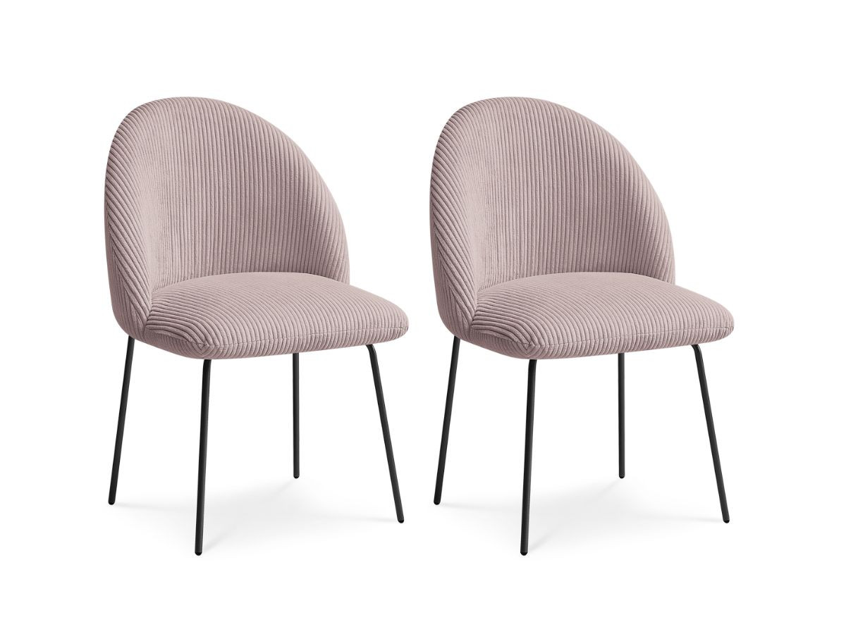 Lot de chaises LALIE tissu velours côtelé et pieds métal noir
