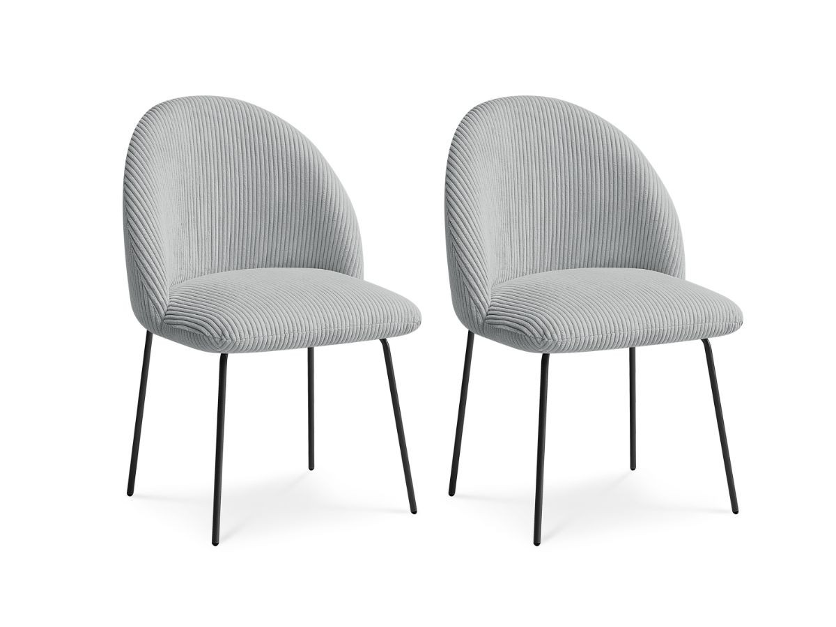 Set LALIE-stoelen in corduroystof en zwarte metalen poten