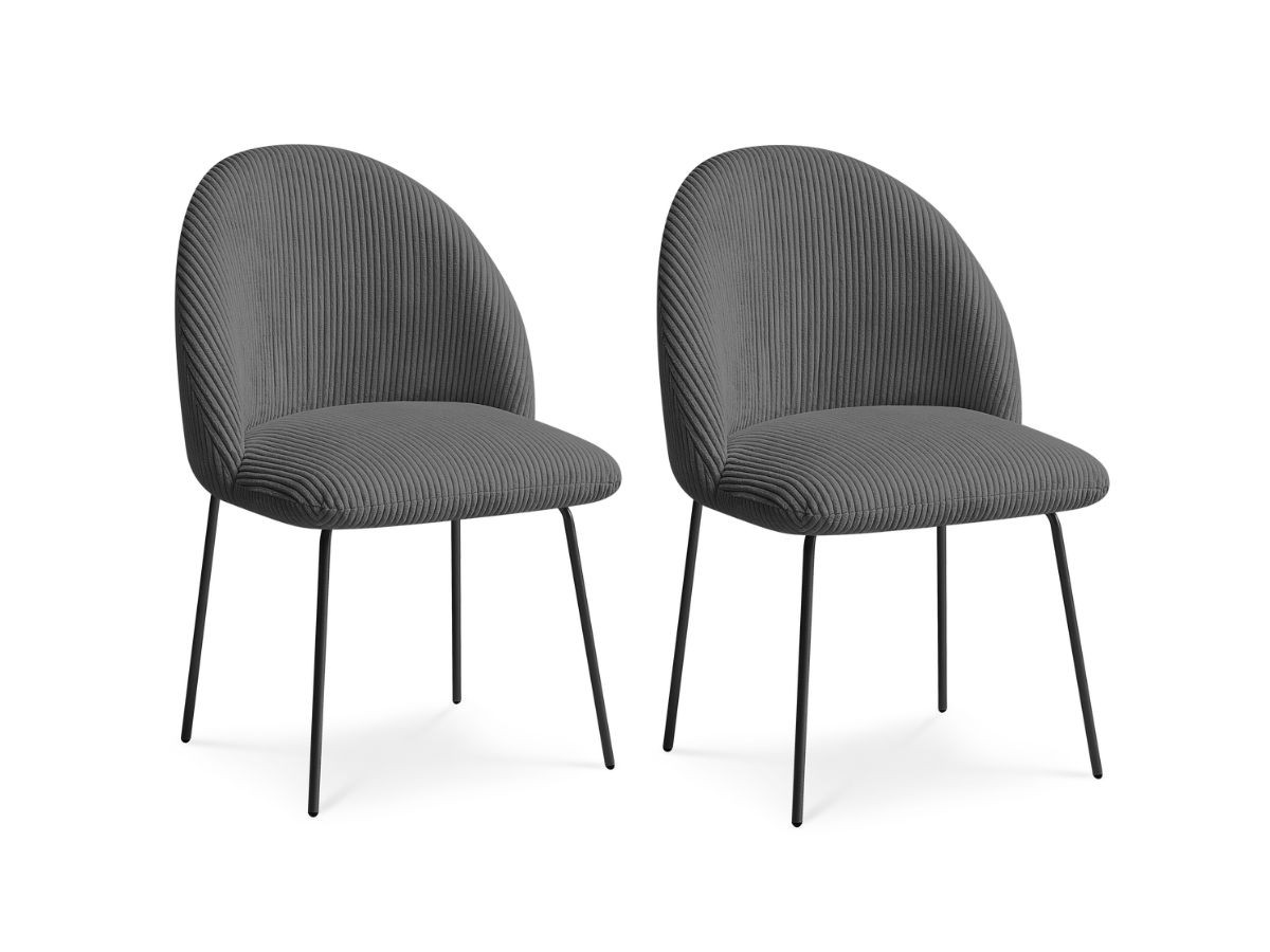 Set LALIE-stoelen in corduroystof en zwarte metalen poten
