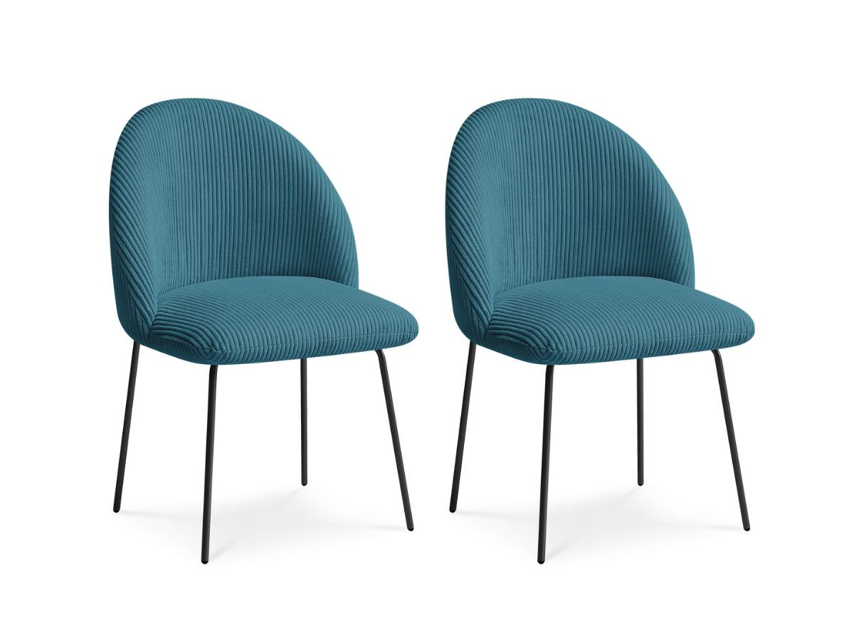 Set LALIE-stoelen in corduroystof en zwarte metalen poten