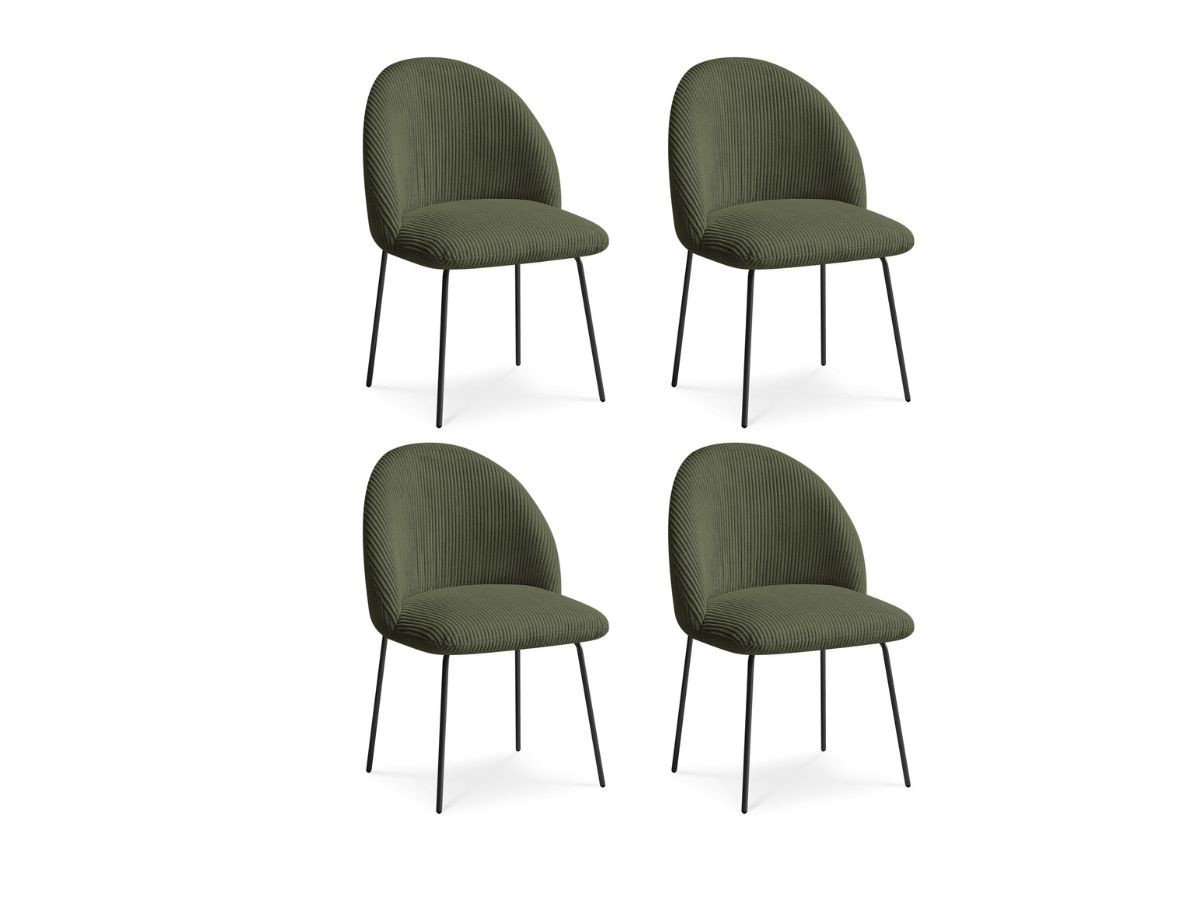 Set LALIE-stoelen in corduroystof en zwarte metalen poten