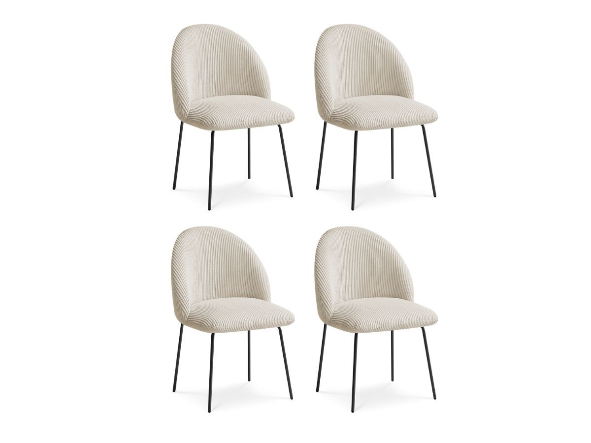 Set LALIE-stoelen in corduroystof en zwarte metalen poten