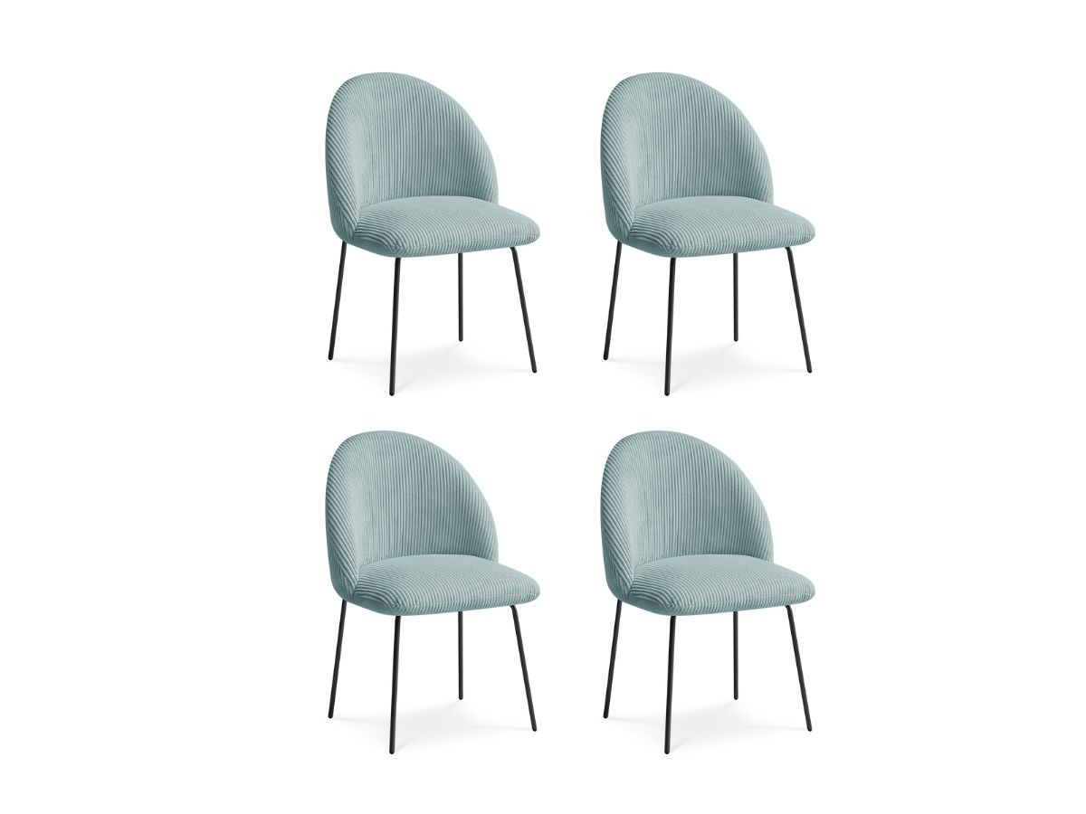 Set LALIE-stoelen in corduroystof en zwarte metalen poten