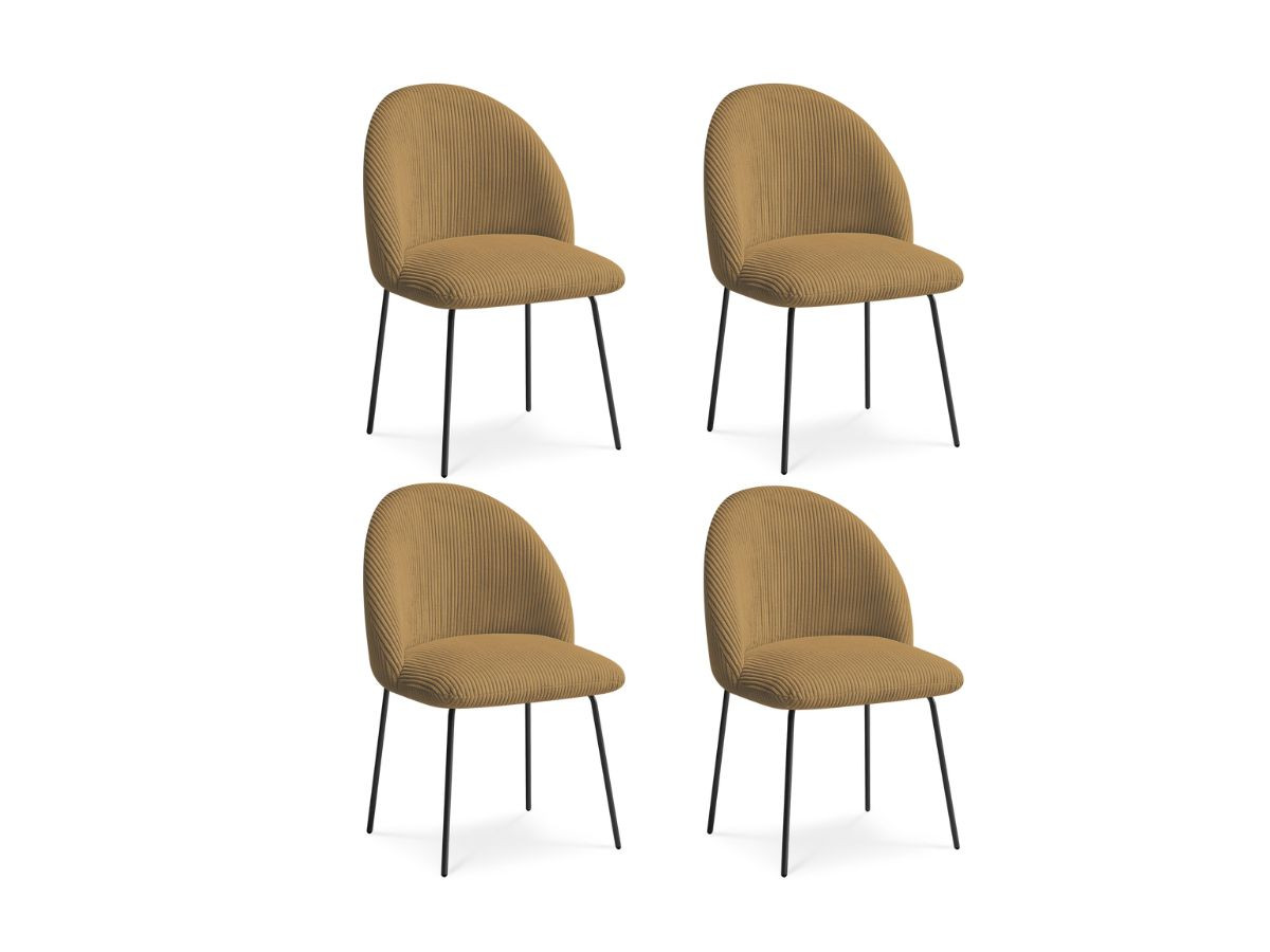 Lot de chaises LALIE tissu velours côtelé et pieds métal noir