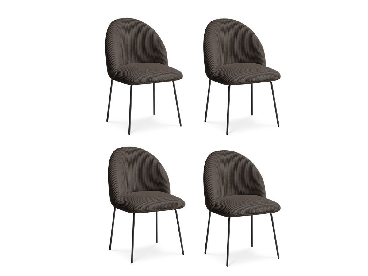 Lot de chaises LALIE tissu velours côtelé et pieds métal noir