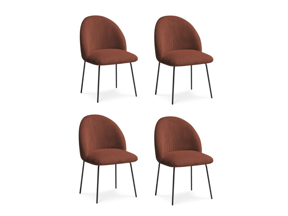 Lot de chaises LALIE tissu velours côtelé et pieds métal noir