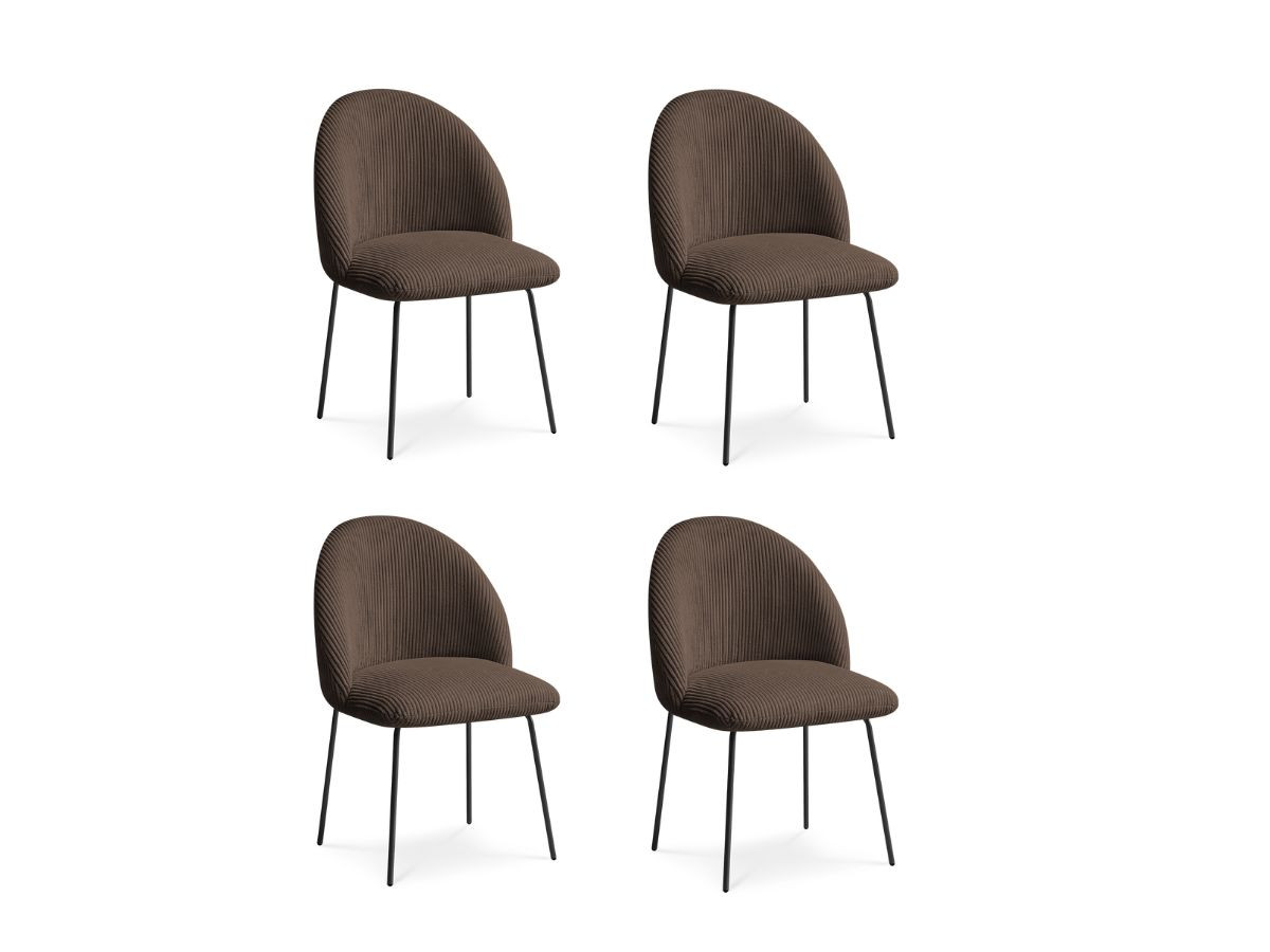 Lot de chaises LALIE tissu velours côtelé et pieds métal noir