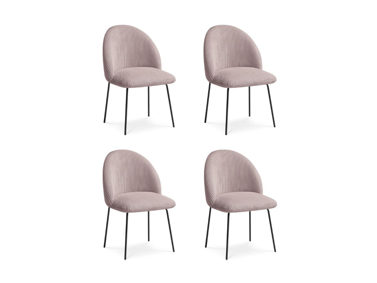 Set LALIE-stoelen in corduroystof en zwarte metalen poten