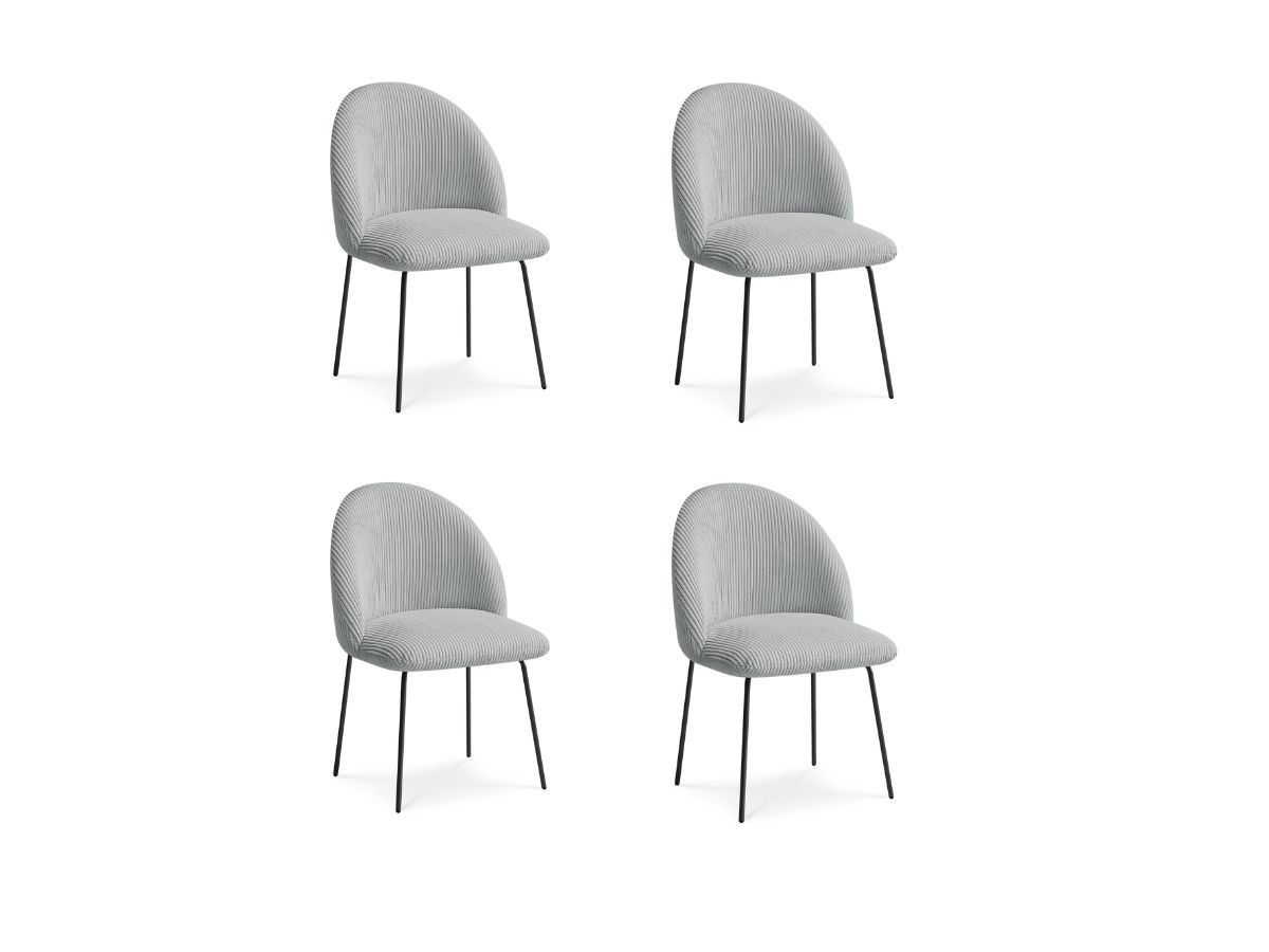 Lot de chaises LALIE tissu velours côtelé et pieds métal noir