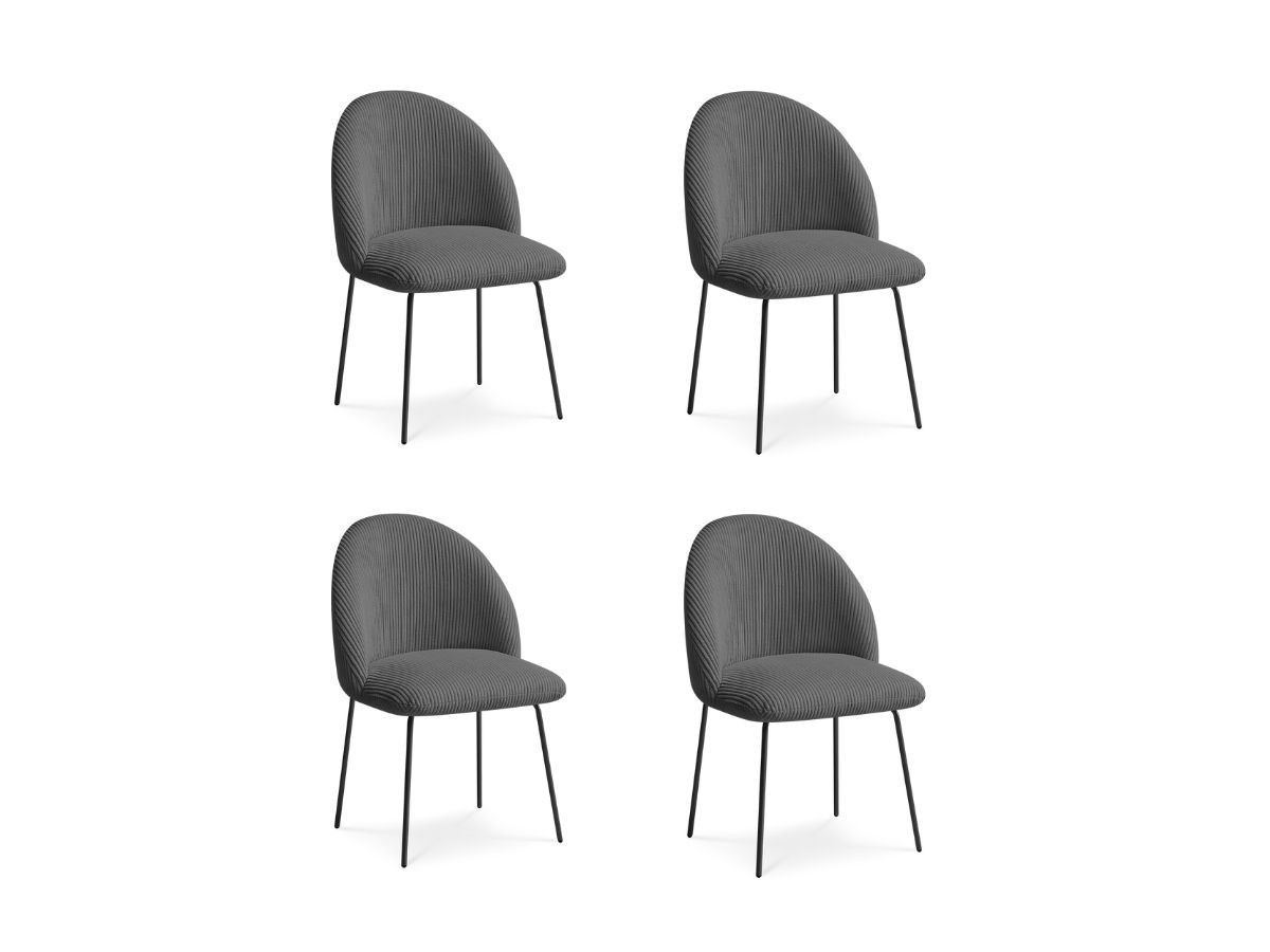 Set LALIE-stoelen in corduroystof en zwarte metalen poten