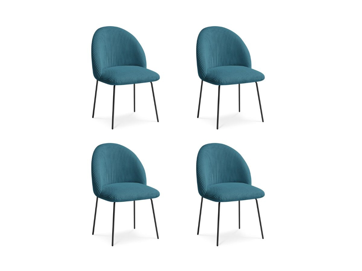 Set LALIE-stoelen in corduroystof en zwarte metalen poten