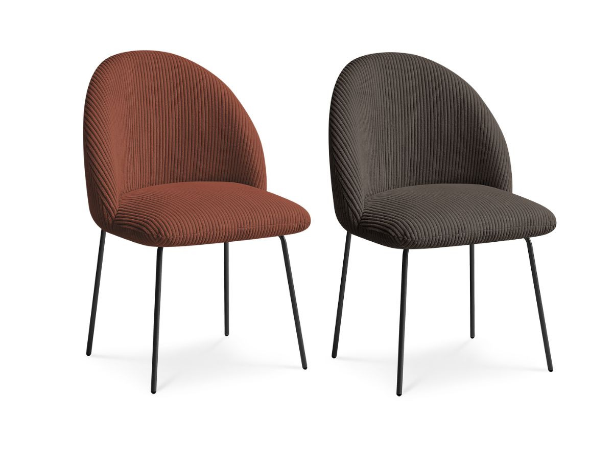 Lot de chaises LALIE tissu velours côtelé et pieds métal noir