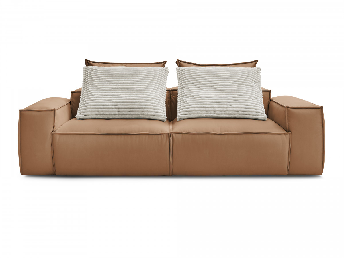 Canapé droit fixe 3 places ultra moelleux BOHEME cuir végan