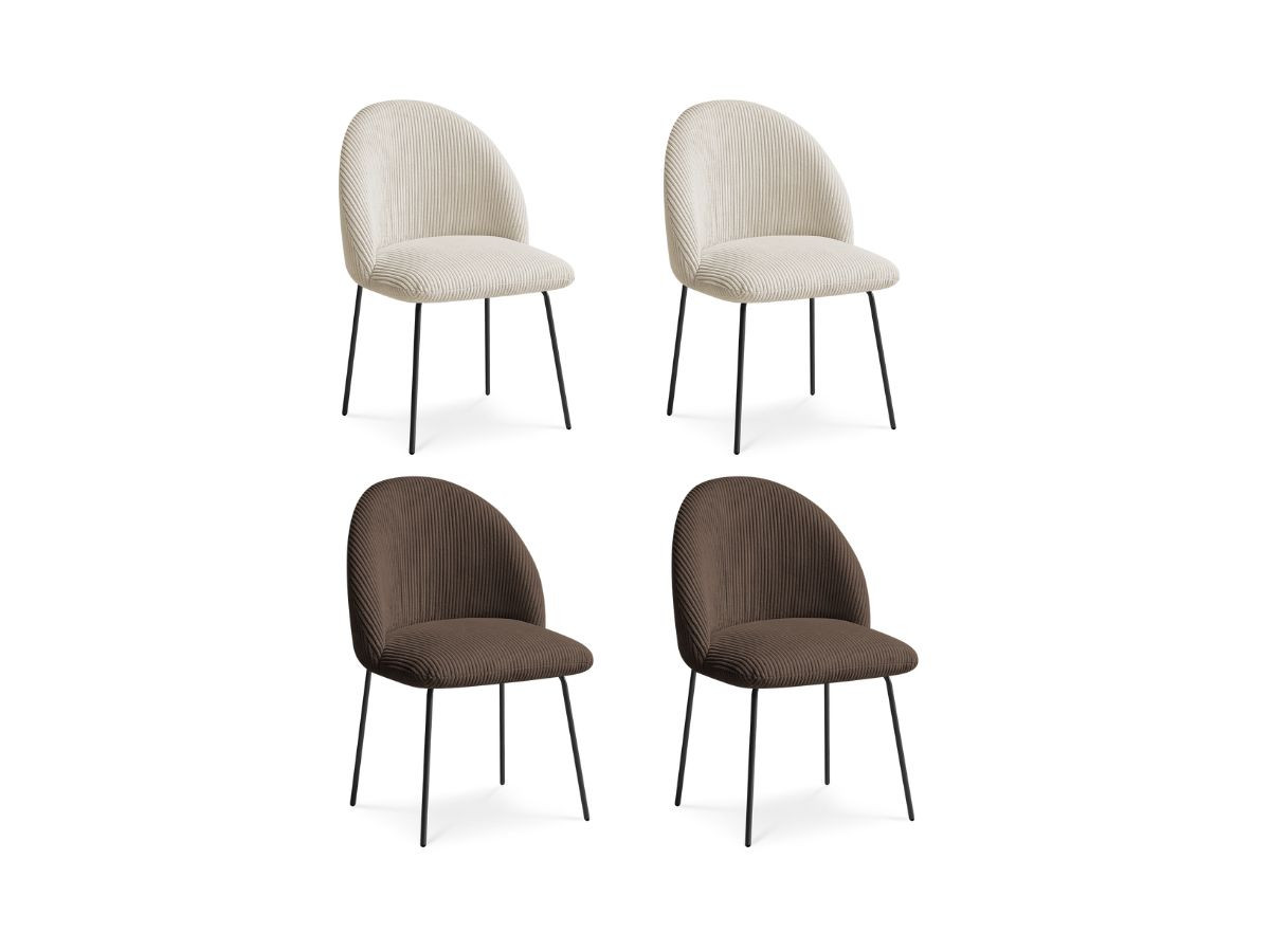 Lot de chaises LALIE tissu velours côtelé et pieds métal noir