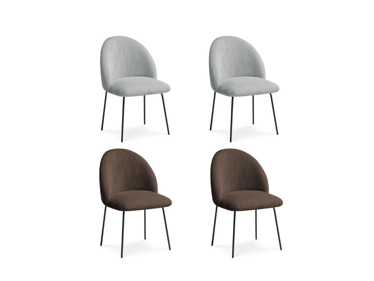 Lot de chaises LALIE tissu velours côtelé et pieds métal noir