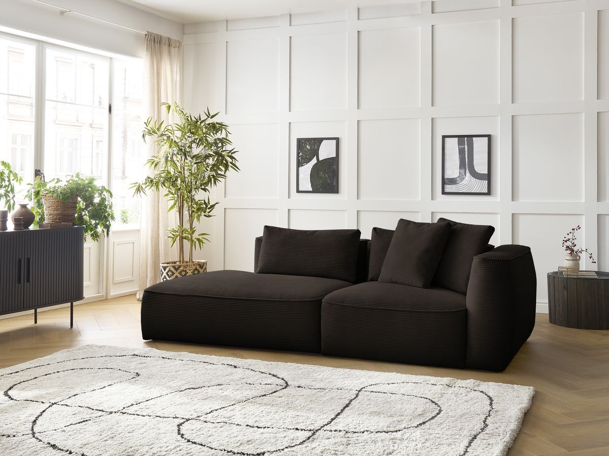 Canapé droit fixe 3 places LEOPOLD velours côtelé marron accoudoir droit BOBOCHIC - Vue supplémentaire 3