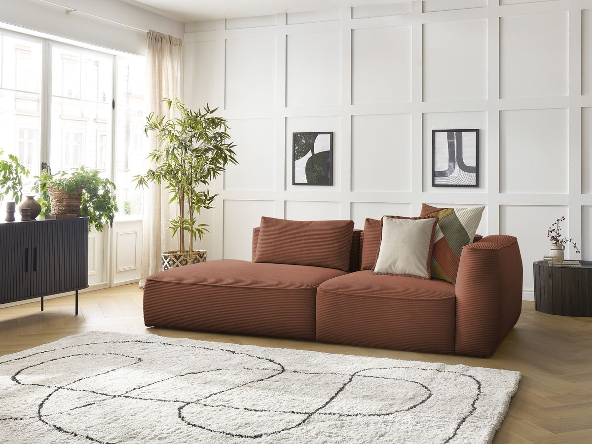 LEOPOLD 3-zits vaste rechte bank in corduroy